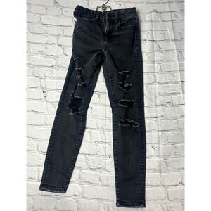 American Eagle Women's‎ Black Wash Ripped Distressed Hi-Rise Jegging Jeans Sz.2